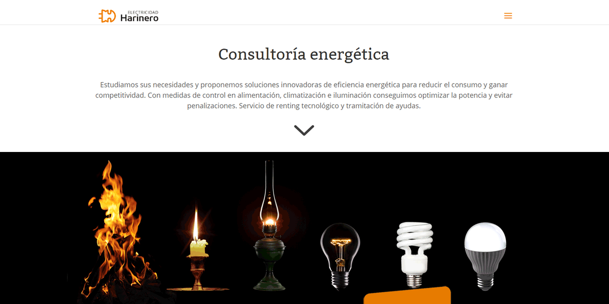 Diseño gráfico de web para Electricidad Harinero